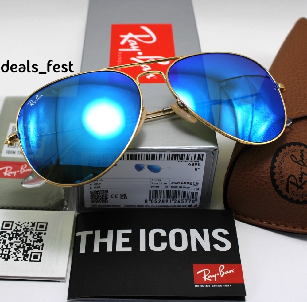 Model Display Ray-Ban Aviator Blue Mirror RB3025